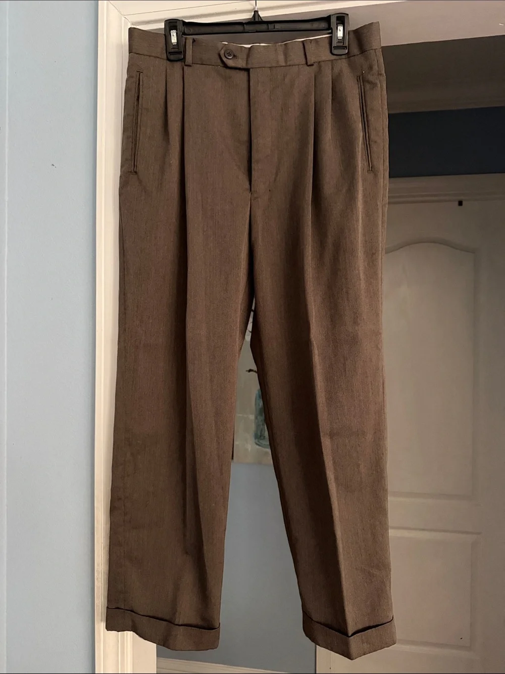 Louis Raphael Brown Pleated Dress Pants